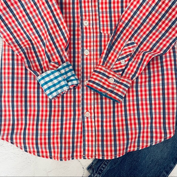 Izod Boys Plaid Button Down Shirt Size L (8-10) - Picture 6 of 7